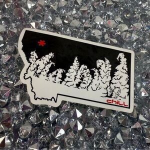 Sticker decal Chill Black White Mountain Tree Sticker montana Red mountain trees